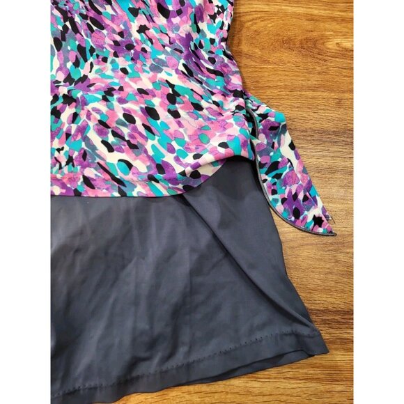 Maxine of Hollywood Women's One Piece Skirted‎ Swimsuit Dress Blue/gray Size 16 - Picture 2 of 5